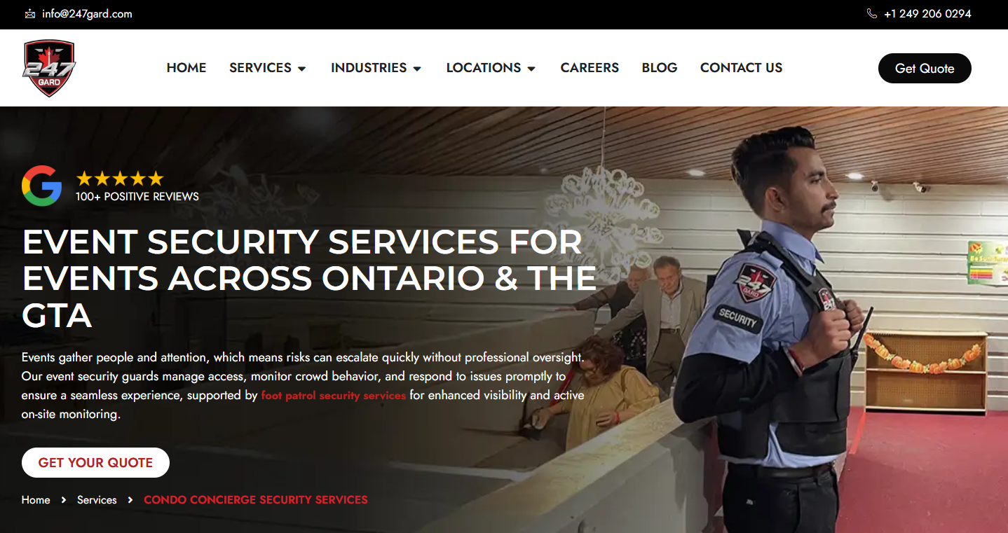 247 Gard providing security services for events in Toronto.