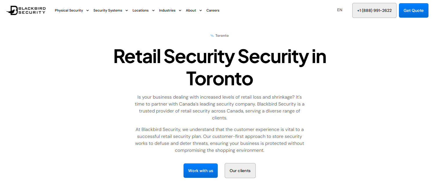 Blackbird Security retail loss prevention services in Toronto.