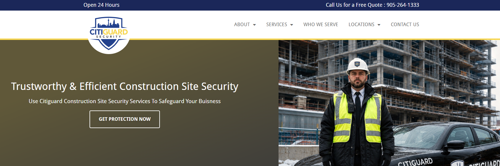 Citiguard Security services for construction sites in Toronto.