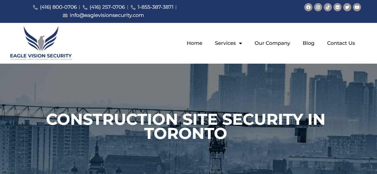 Eagle Vision Security services for construction sites in Toronto.