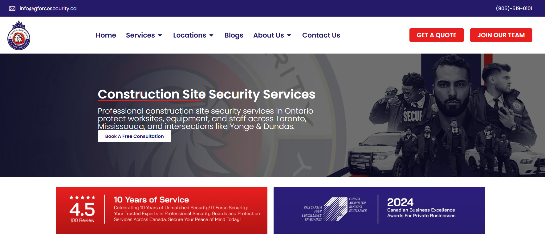 G Force Security construction site security services in Toronto.