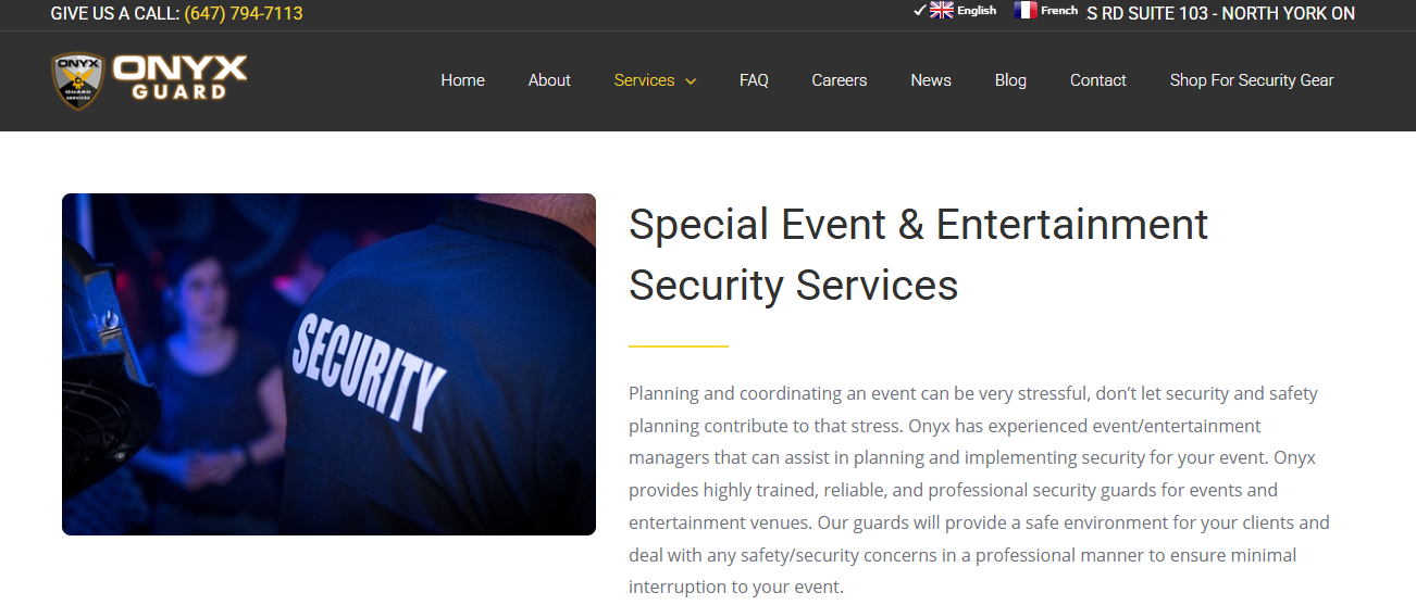 Onyx Guard providing security for concerts, festivals, and private events.