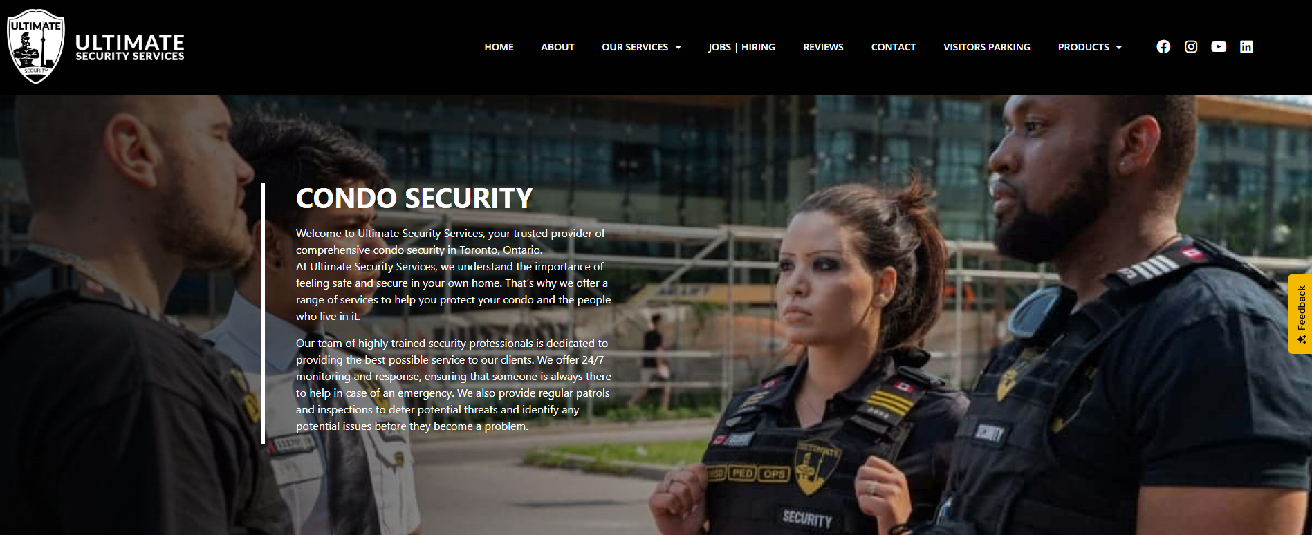 Ultimate Security Services providing guards and surveillance for residential buildings.