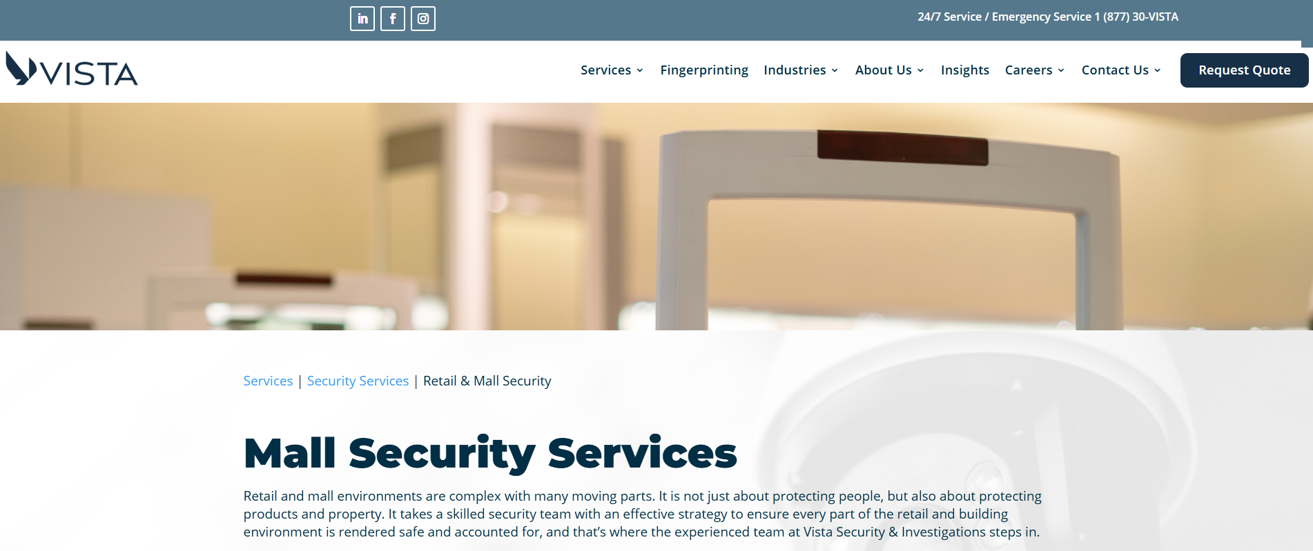 Vista Security retail protection services in Toronto.